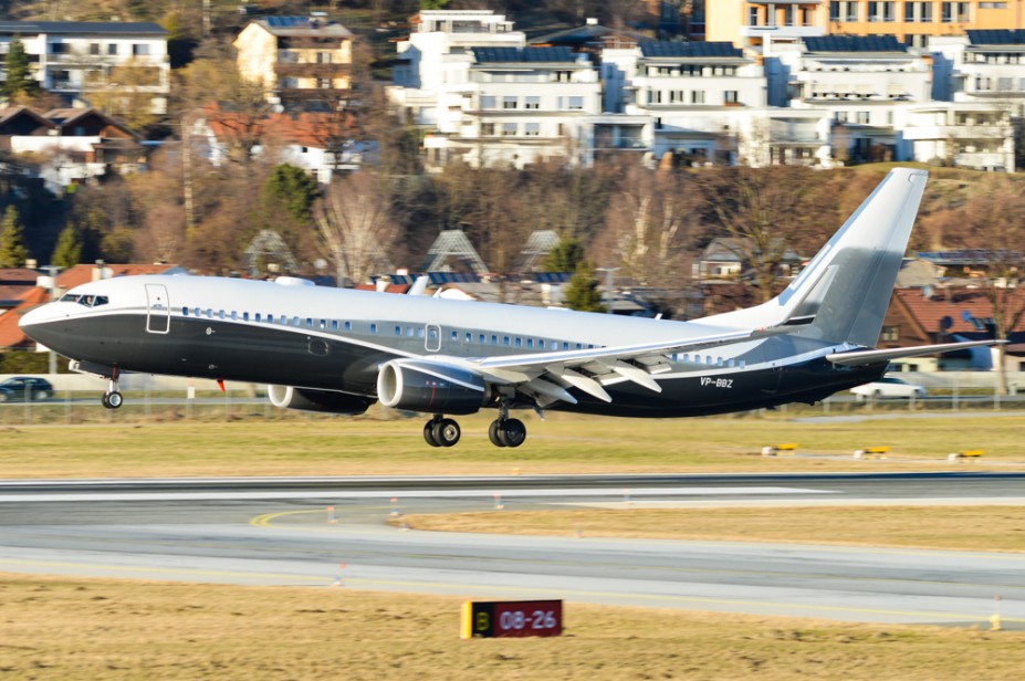 Ein weiteres Highlight: die 738 (BBJ2) von GAMA Aviation kam aus Frankfurt mit perfektem Abendlicht